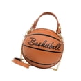 thumbnail image 4 of Bolso bandolera con forma de baloncesto, informal, con cremallera, de PU, para el trabajo y cosméticos. Marrón, 4 of 9