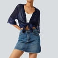 thumbnail image 3 of Coduop Women Open Front Shrug Short Sleeve Lace Patchwork Sheer Bolero Cover Up, 3 of 6