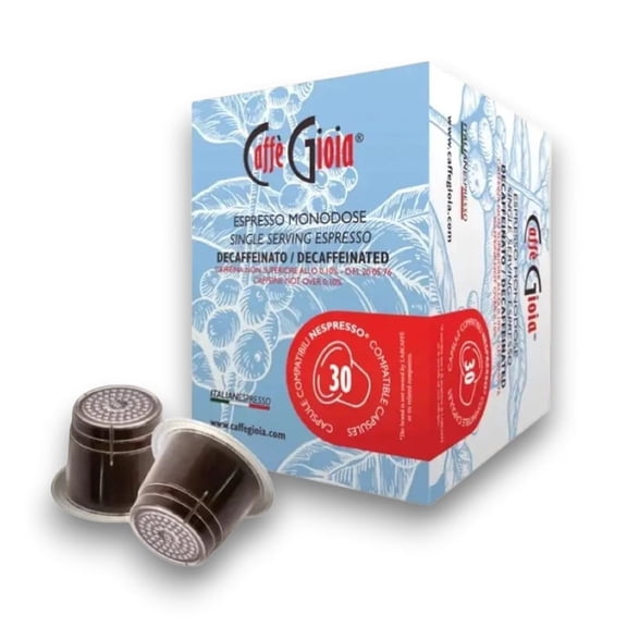 Caffè Gioia Decaffeinated Espresso Coffee Capsules, 30 Count, Compatible with Nespresso Original Machines, Italian Decaf Coffee Pods, Rich Aroma & Smooth Flavor