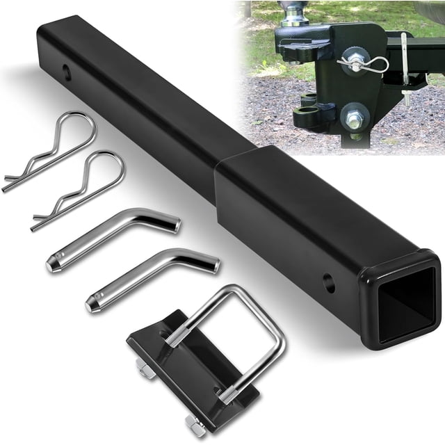 18 inch Hitch Extender Trailer Hitch Extension with Anti Rattle Tightener Rack for 2 Inch Receiver Tube Extender Receiver for Trailer Truck Cargo Carriers