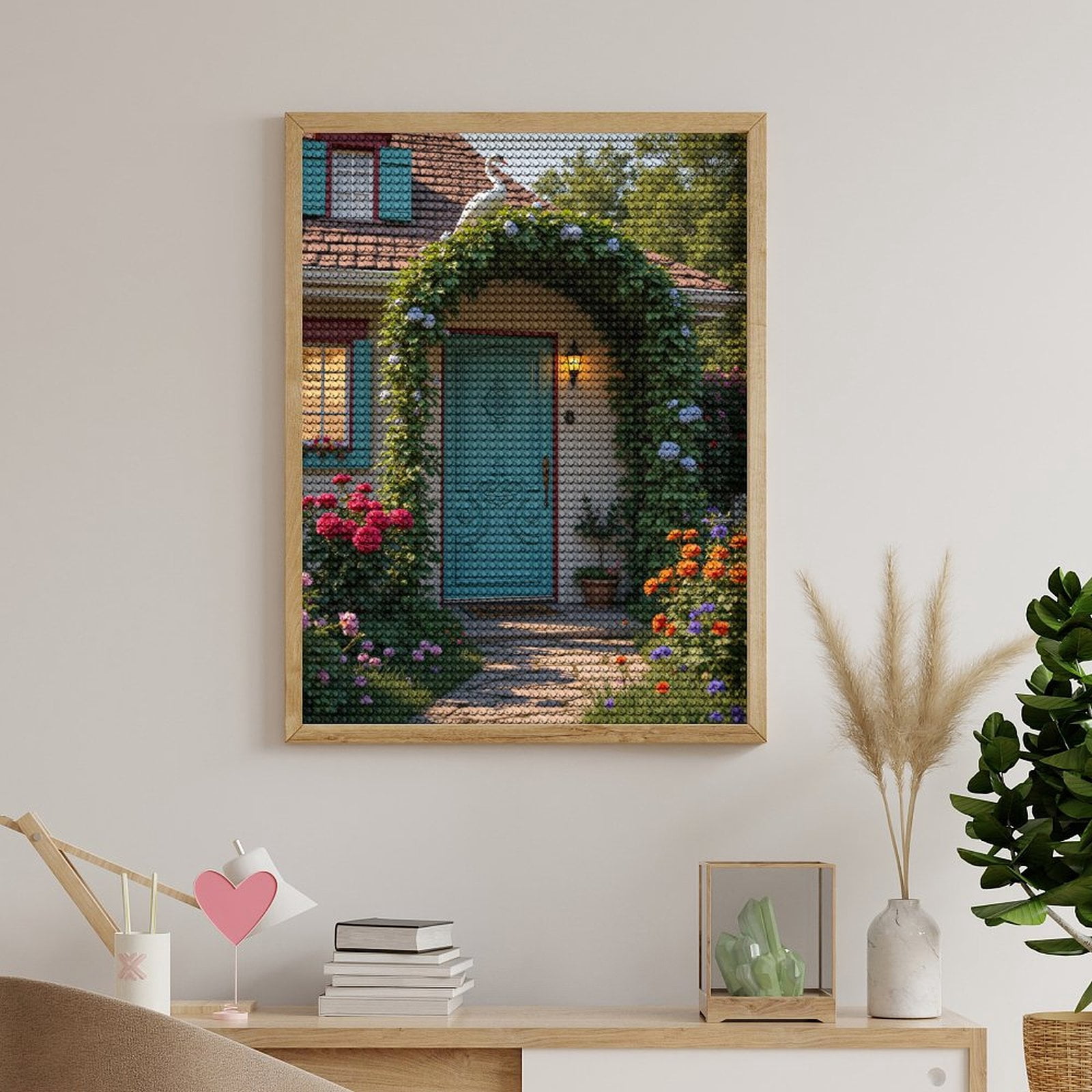 Diamond Art Kits for Adults, Garden Arch Vibrant Flowers Swan Door 5D Diamond Painting Kits for Adults Beginners, DIY Full Drill Diamond Painting, Gem Art and Crafts 12x16