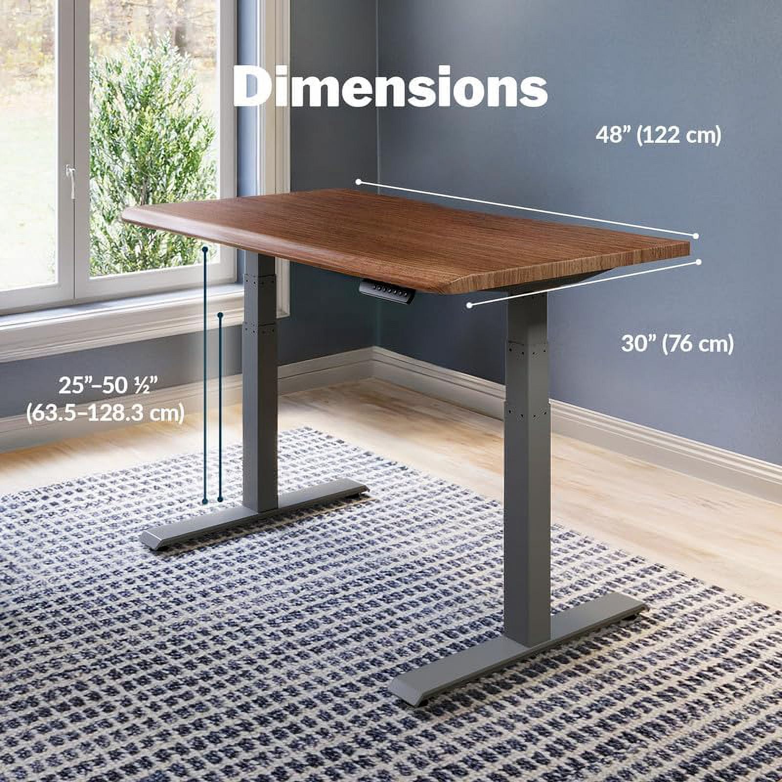 Vari ComfortEdge Electric Standing Stand Up Desk Ergonomic Work and Gaming Table, 48x30” Walnut