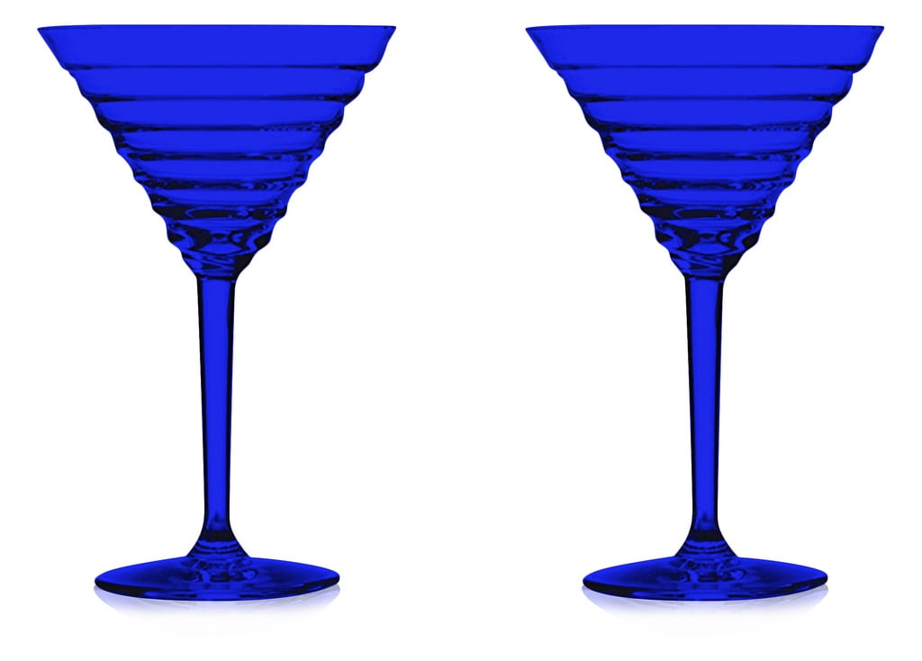 Full Blue Color Manhattan "Skyscraper" Cocktail Glass (Set of 2)) by TableTop... by TableTop King