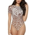 thumbnail image 1 of Fotbe Leopard Brown Body de Mujer con Cuello Redondo y Mangas Cortas, Sin Mangas Ajustado, Suave, Cómodo y Básico-Small, 1 of 7