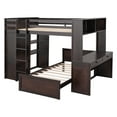 thumbnail image 6 of Harper & Bright Designs Full Over Twin Bunk Bed with Desk, Solid Wood Bunk Bed with Storage Shelves and Wardrobe, Twin Size Loft Bed with a Stand-Alone Bed, Espresso, 6 of 14
