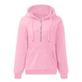 thumbnail image 4 of Htigea Women's Hooded Sweatshirts 1/4 Zip Up Long Sleeve Pullover Thin Fleece Tops Lightweight Outdoor Active Hoodies with Pocket Pink S, 4 of 4