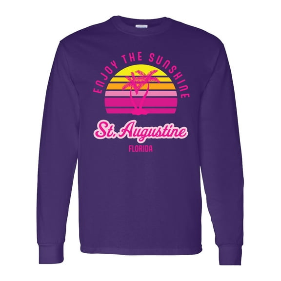 Inktastic Summer Enjoy the Sunshine St. Augustine Florida in Pink Long Sleeve T-Shirt