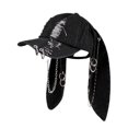 thumbnail image 3 of Gorra de béisbol con orejas de animal, regalo, gorra vaquera ajustable para deportes, baile y actividades al aire libre. Orejas de conejo negras, 3 of 8