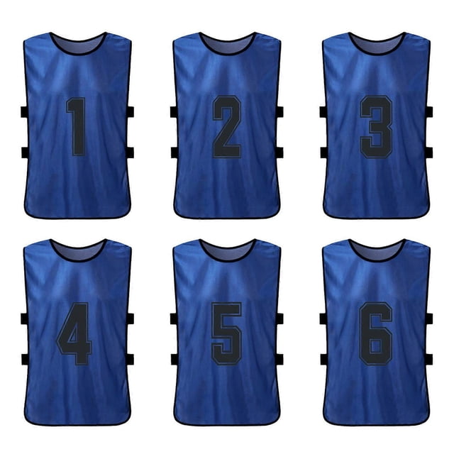 6 PCS Adults Soccer Pinnies Quick Drying Football Team Jerseys Youth Sports Scrimmage Soccer Team Training Numbered Bibs Practice Sports Vest