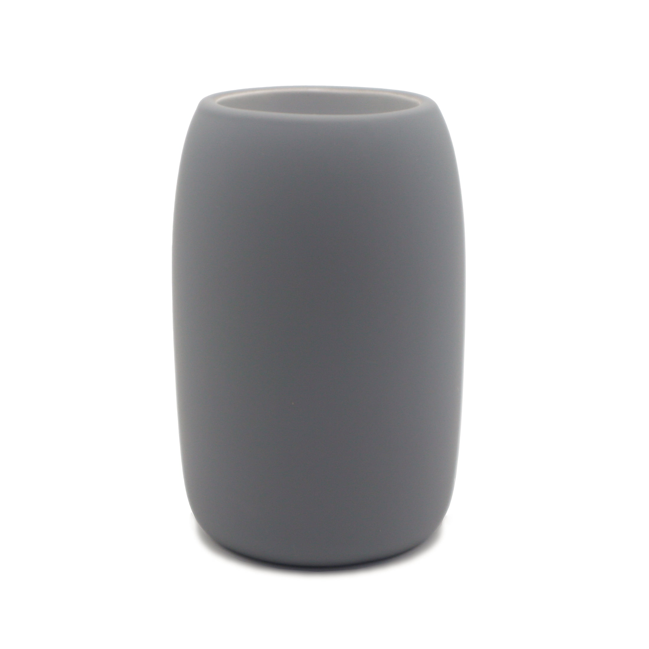 Mainstays Ceramic Stoneware Bath Accessories 3-Piece Set, Grey – Soap Pump Dispenser, Tumbler, and Accessory Tray