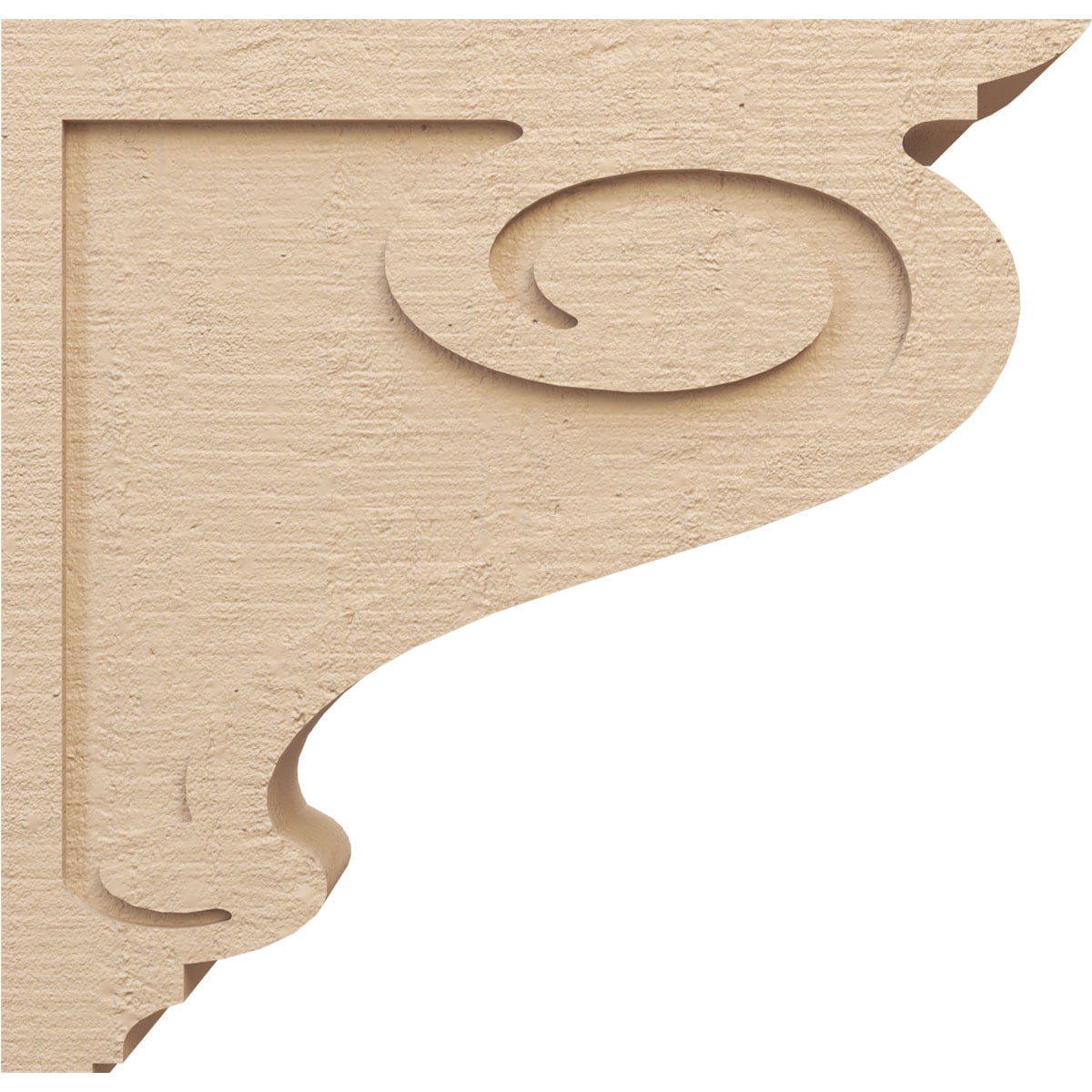 7"W x 28"D x 28"H Thin Scroll Rough Cedar Woodgrain TimberThane Corbel, Primed Tan