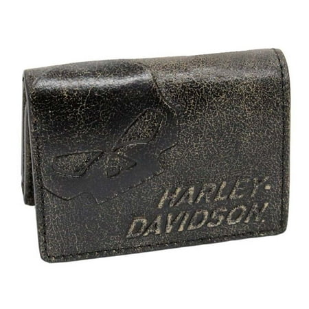  Harley  Davidson  Men s Burnished Tri Fold Skull Wallet  