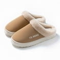 thumbnail image 6 of Viluyesy Mens Fuzzy Platform Slippers, Cozy Warm Memory Foam Fleece Lining Winter Slip On House Suede Shoes Beige, 6 of 8