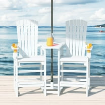 WestinTrends Azura Outdoor Tall Adirondack Chairs With Connecting Table Tray (Set of 2), White
