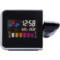 thumbnail image 1 of Reloj despertador con proyección en el techo, reloj despertador digital con proyección meteorológica, pantalla a color con retroiluminación LED, pantalla de hora de 12/24 horas, negro, 1 of 5