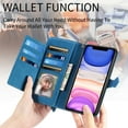 thumbnail image 2 of Dteck Case for iPhone 11,Magnetic Leather 7 Card Slots Zipper Wallet Case Shockproof Rubber Kickstand Cover with Wrist Strap, Blue, 2 of 7