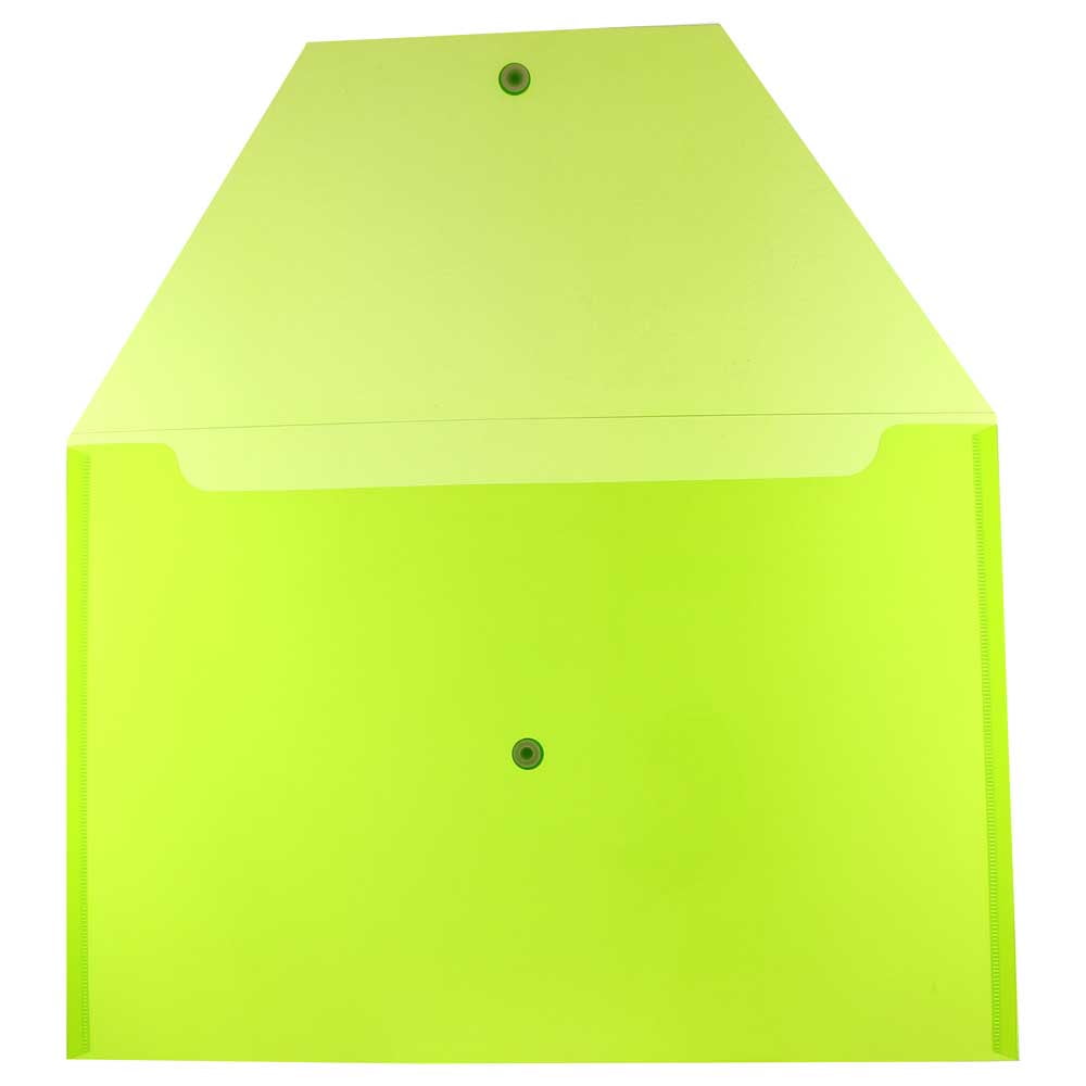 JAM Paper Plastic Envelopes with Snap Closure, Legal Booklet, 9 3/4 x 14 1/2, Lime Green, 3/Pack