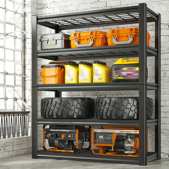 REIBII 3000LB Heavy Duty Garage Shelving Unit, 72 Inch 5-Tier Adjustable Metal Storage Rack