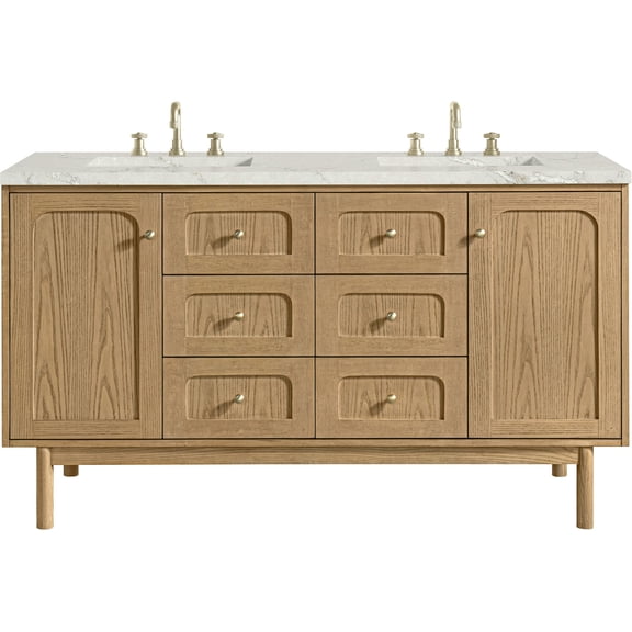 James Martin Vanities 545-V60D-LNO-FVSL Laurent 60" Double Basin Poplar Wood Vanity Set -