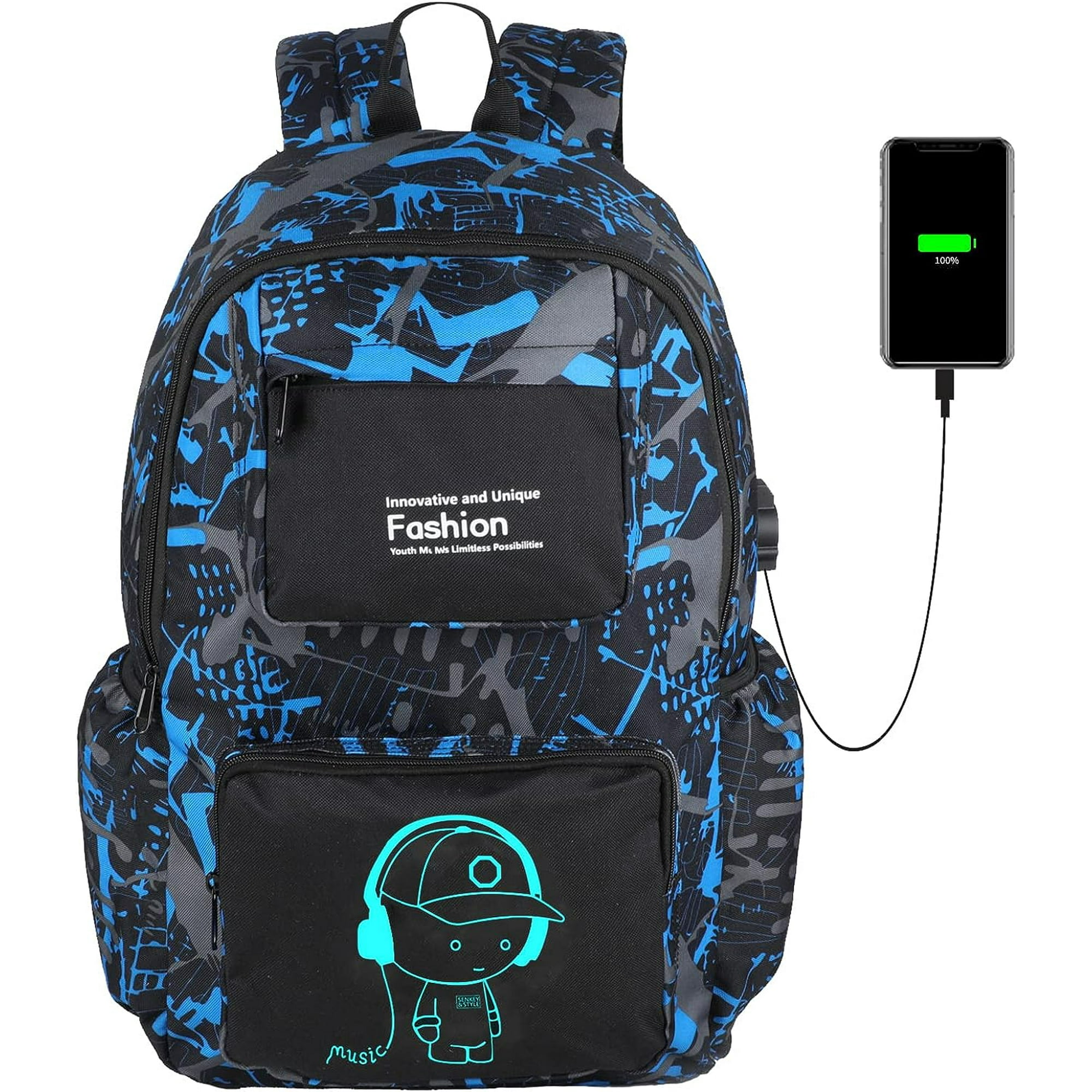 Cool Backpack 15.6 inch Laptop Backpack Bookbags for Boys Durable Backpack for Work Galaxy Blue