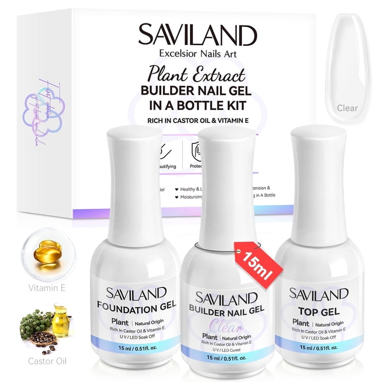 Saviland Clear Builder Gel Kit, Base & Top, 3 Pieces, 15ml photo 1