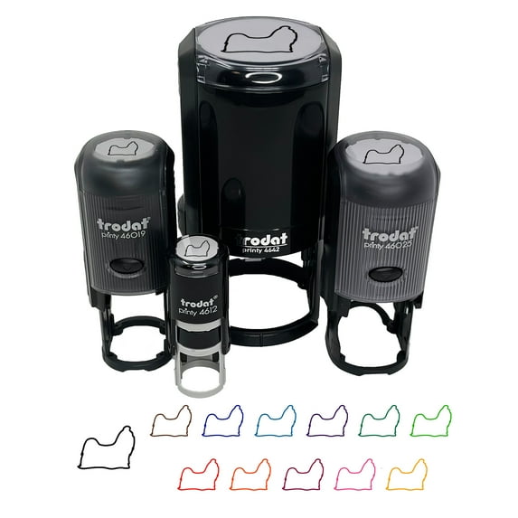 Shih Tzu Dog Outline Self-Inking Rubber Stamp Ink Stamper - Black Ink - Small 3/4 Inch