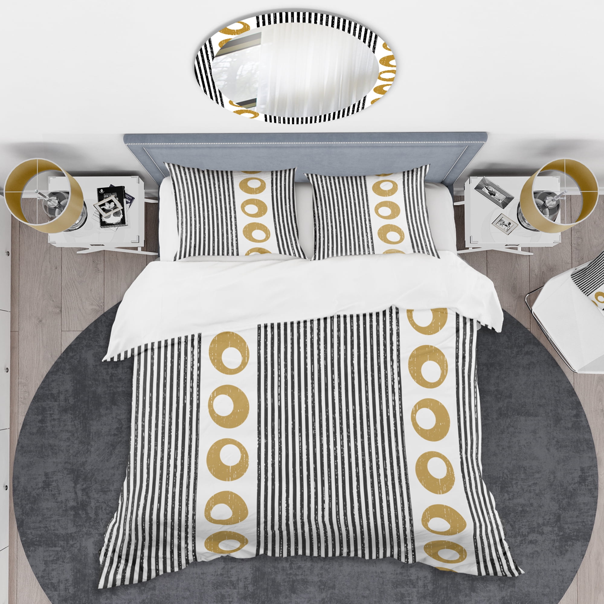 Designart 'Vertical Retro Geometrical Pattern I' Mid-Century Modern Duvet Cover Set