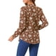 thumbnail image 3 of Blusa floral de manga larga con cuello en V y botones para mujer INSPIRE CHIC S marrón, 3 of 6