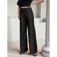 thumbnail image 5 of Women Satin Wide Leg Pants Hidden Elasticized Waistband Silk Casual Long Flowy Loose Trousers Black S, 5 of 7