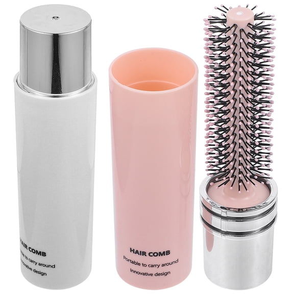 2 Pieces Roller Round Hair Brush Compact Retractable Curling Hair Quiff Comb Blow Drying Styling Brush for Women Travel