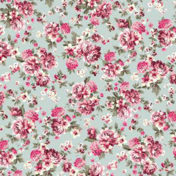 FREE SHIIPING!!! Floral Pattern Printed on French Terry Fabric by the Yard (Pale and Blue Rose) Projects by the Yard-PRINT FABRIC - Walmart.com
