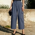 thumbnail image 3 of MYAOYINo Boundaries Office Chic High Waisted Cropped Cargo Pants Women Pleated Wide Leg Polished Trousers, 3 of 8