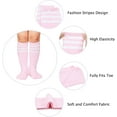 thumbnail image 3 of Zando Kids Toddler Soccer Socks Knee High Tube Socks Three Stripes Cotton Cute Sport Stocking for Boys Girls White Black & White Blue & Black White 3-6, 3 of 3