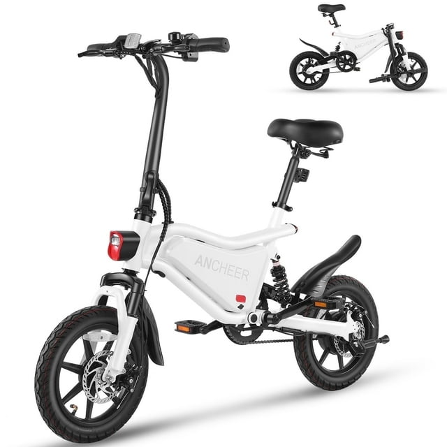 ANCHEER Peak 500W Foldable Electric Bike for Adults 14" E Bike with 48V 374Wh Battery LCD Display Dual Suspension UL2849 Ebike for Teens