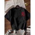 thumbnail image 2 of Women Casual Slogan Print Round Neck Short Sleeve T-Shirt, Summer, 2 of 7