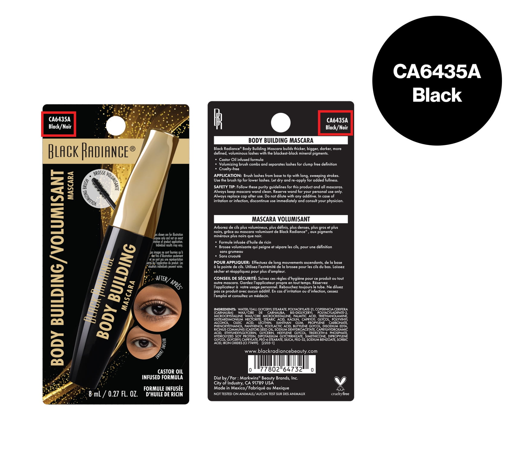 (2 pack) Black Radiance Body Building Mascara - Black - 1 Pack