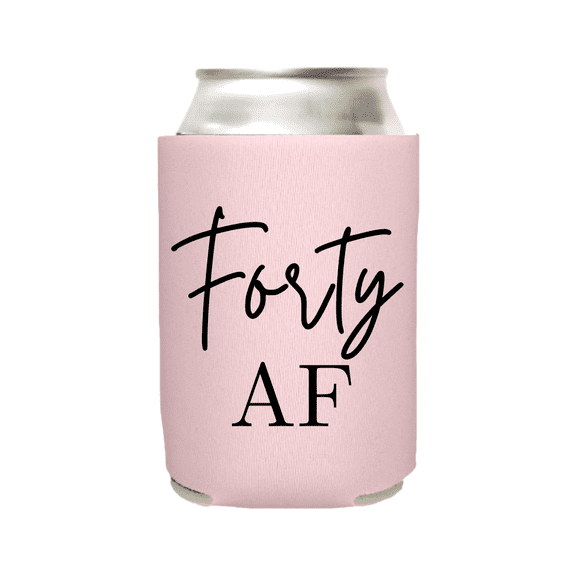 Forty AF Can Coolers, Birthday Party Coolies, Birthday Gift, 40th Birthday Coolies, Birthday Party Gift (Pink)