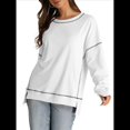 thumbnail image 3 of Sudadera Informal de Cuello Redondo para Mujer, Larga, Talla Grande, , con Costuras en Contraste, para Otoño. XXL, 3 of 8