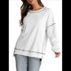 thumbnail image 3 of Sudadera Informal de Cuello Redondo para Mujer, Larga, Talla Grande, , con Costuras en Contraste, para Otoño. XXL, 3 of 8