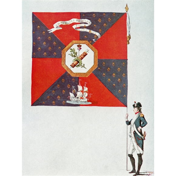 Battalion Flag Of The Parisien National Guard, Battalion De L'oratoire. From A Contemporary Print. Poster Print (24 x 32)