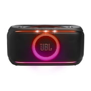 JBL PartyBox On-The-Go 2 - Portable party speaker with one wireless digital mic, handle and a shoulder strap, Dynamic lightshow, Up to 15 hours playtime, Splash proof & Auracast™ (Black)