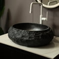 thumbnail image 4 of 18 Inch Irregular Oval Resin Vessel Sink Stone Pattern Artistic Basin Dark Gray, 4 of 6