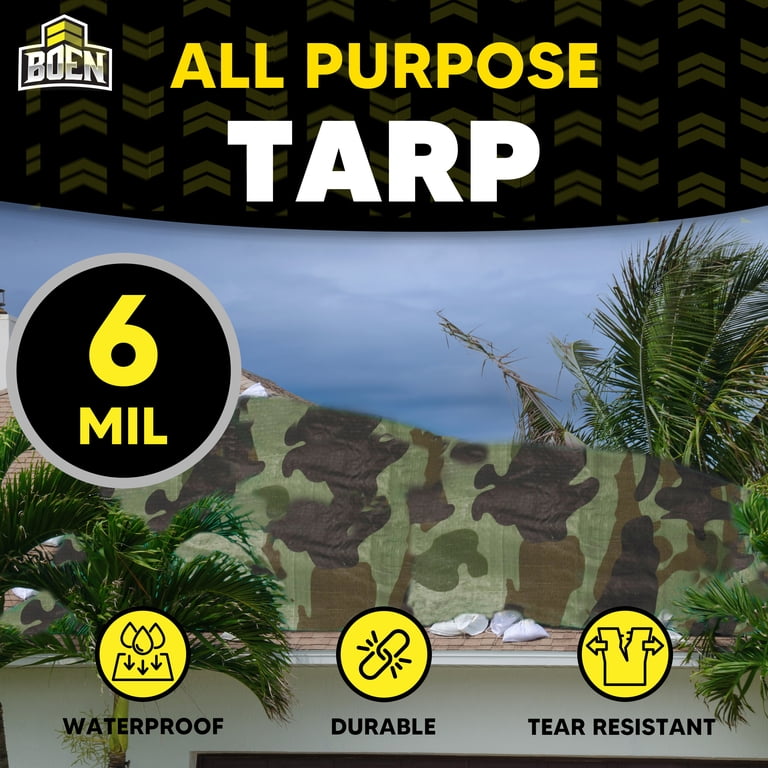 Boen Multi-Purpose Poly Tarp, 8 ft x 10 ft, Camo photo 2