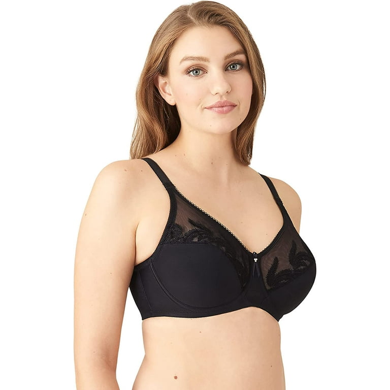 Wacoal Women's Feather Embroidery Underwire Bra, Black, 32D