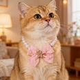 thumbnail image 4 of Elegante collar para mascotas con perlas, cadena metálica ajustable, hebilla segura, diseño atemporal para gatos y perros pequeños y medianos, paseos diarios, adorno para el hogar, 4 of 4