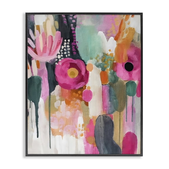 Stupell Industries Dripping Blooms Cascade Black Framed Giclee Art, design by Riley B