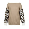 thumbnail image 3 of Enwejyy Cold Shoulder Sleeve Long Sleeve Women Contrast Stitching Leopard Casual Dress, 3 of 4