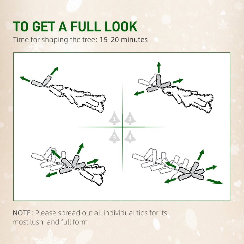 Alvantor Christmas Tree Pre-Lit Snow-Flocked Slim Douglas Fir 26.75"x26.75"x72" 6ft White