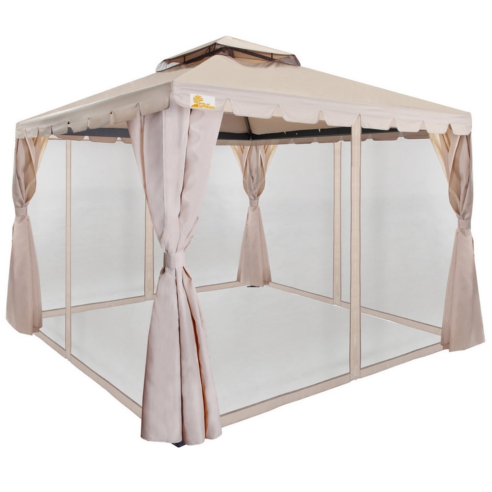 Gazebo with Retractable Canopy Shades Palm Springs 10ft x 10ft Steel Pergola 