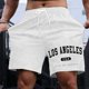 thumbnail image 2 of Pantalones cortos informales con estampado de letras para hombre, de poliéster transpirable, para el verano, 2 of 4